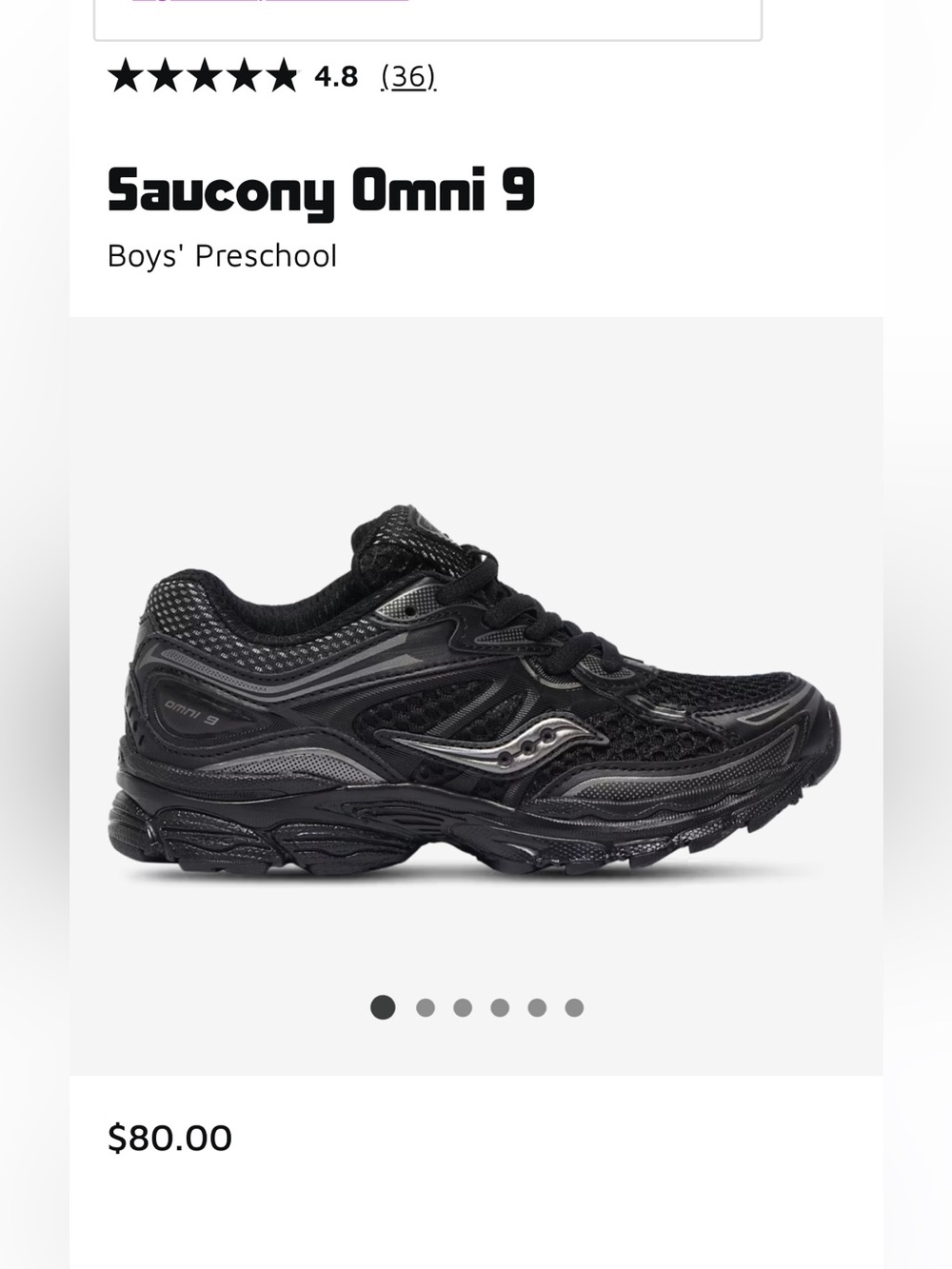 Saucony Omni 9 boys black sneaker size 3